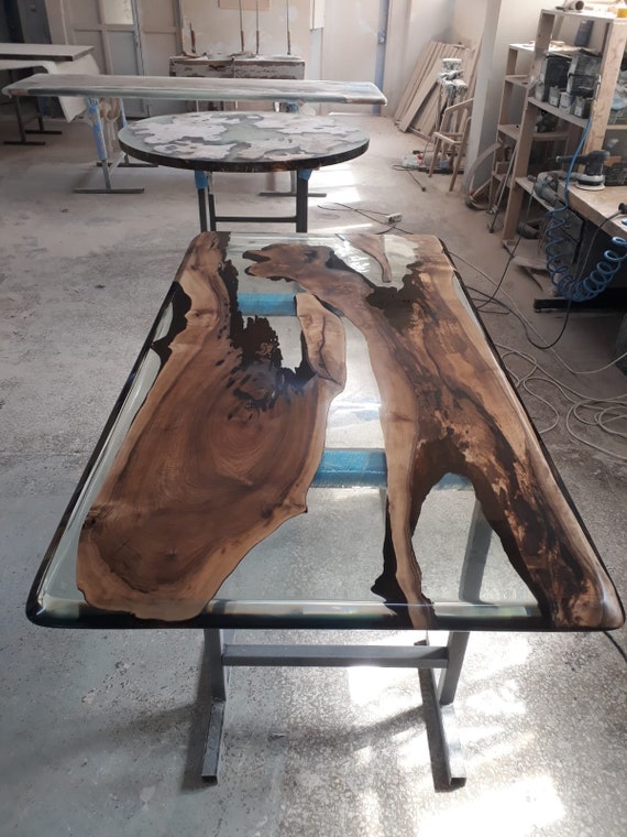 Handmade Epoxy Table, Epoxy Resin Table, Custom 72 X 36 Wood Resin Clear  Table, Epoxy Walnut Dining Table, Ultra Clear Epoxy Table 