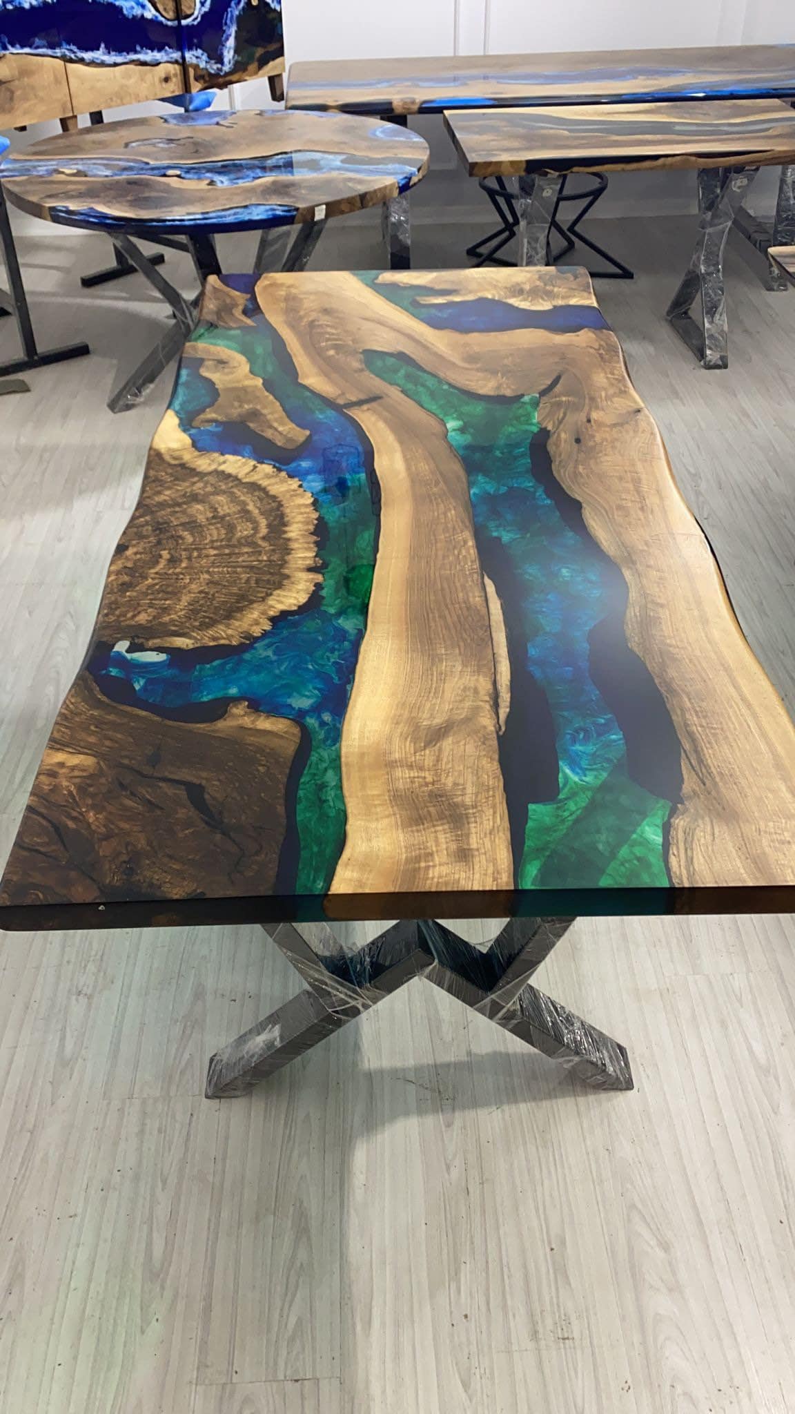 Walnut Dining Table, Epoxy Dining Table, Custom 78” X 36” Walnut Blue ...
