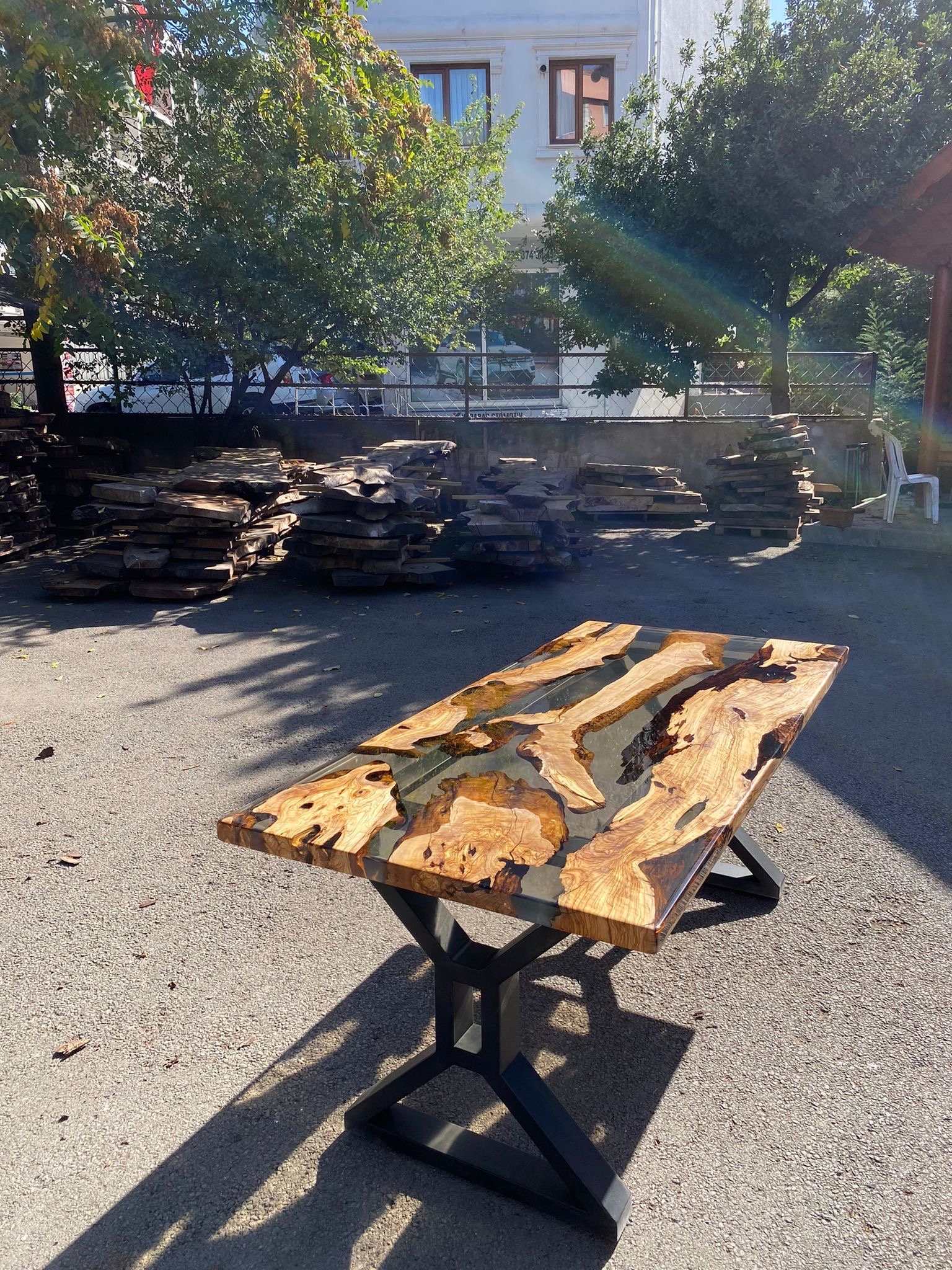 Olive Wood Table, Epoxy Dining Table, Epoxy Resin Table, Custom 70” X ...