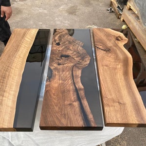 Walnut Epoxy Shelf, Custom 28” x 10” Walnut Black Shelf, Epoxy Kitchen Shelf, Custom Order for Jesse