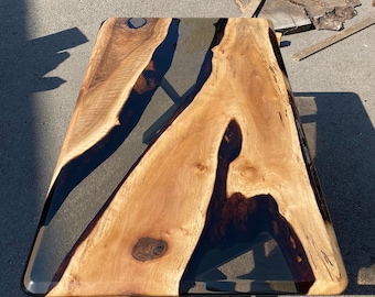 Epoxy Table, Walnut Epoxy Dining Table, Epoxy Resin Table, Custom 60” x 36” Walnut Smokey Gray Table,  Epoxy River Table, Order for Chris A