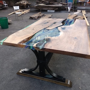 Handmade Epoxy Table, River Table, Custom 72&quot; x 51&quot; Walnut Blue, Turquoise, Clear Epoxy Table, River Table, Order for Gail
