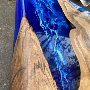 Walnut Dining Table, Custom 72” x 40” Walnut Blue Table, Epoxy River Table, Epoxy Dining Table, River Table, Live Edge Table, Order for Dave