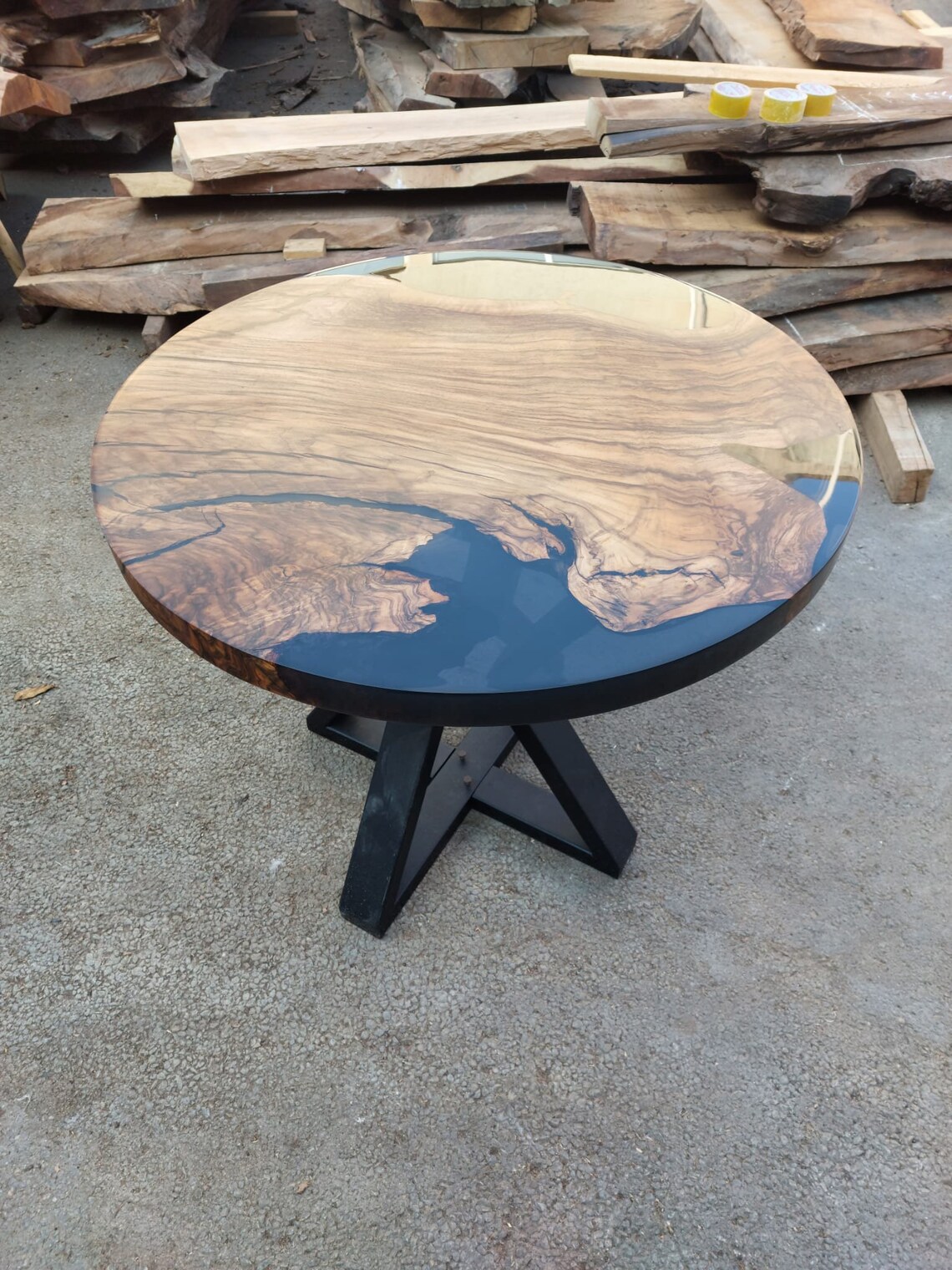 Epoxy Round Table Epoxy Dining Table Walnut Epoxy River Etsy