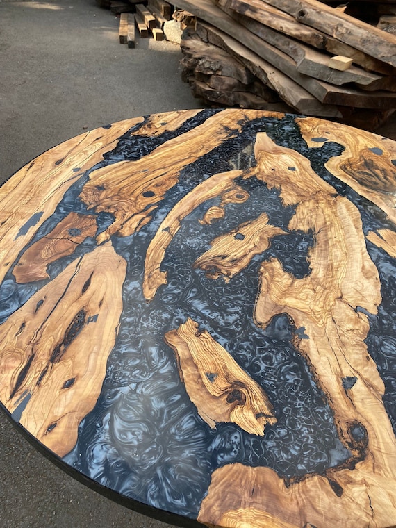 Epoxy & Wooden Table Top - Metallic