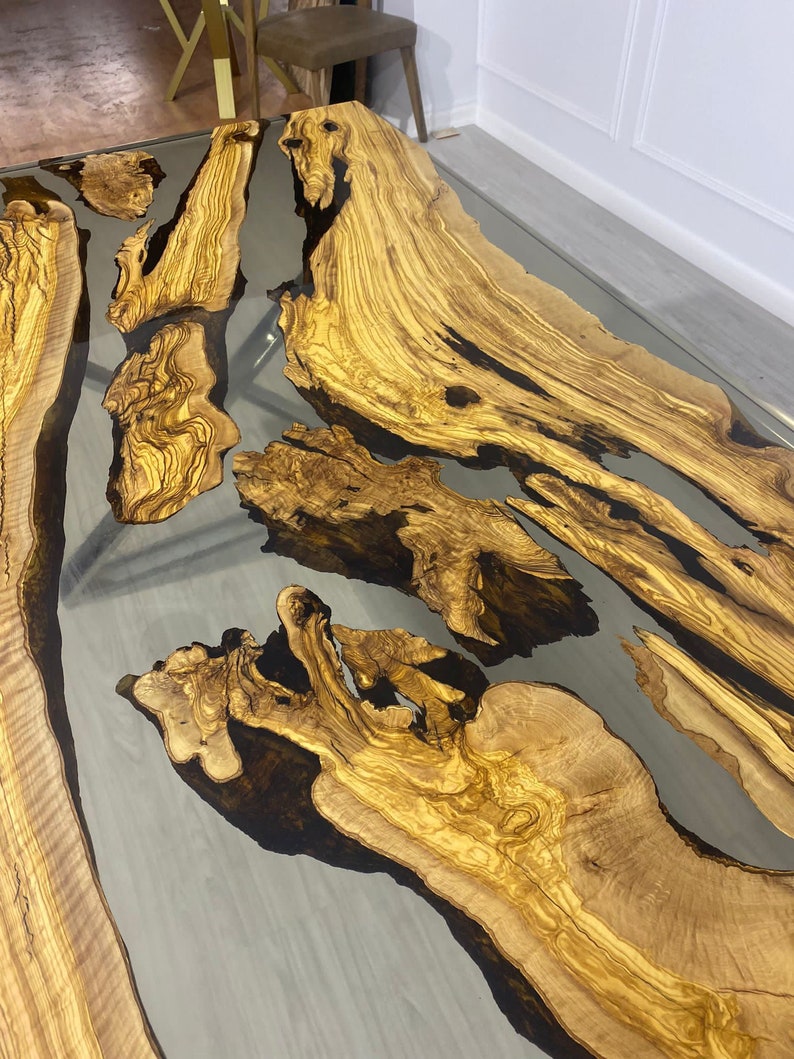 Olive Wood Epoxy Table Olive Wood Table Custom 96 X 40 Etsy