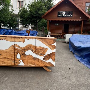 Made to Order Custom Credenza, 72” x 20” x 32” Olive Wood White Epoxy Resin Credenza, Olive Epoxy Credenza, Epoxy Buffet for Marlene bild 2