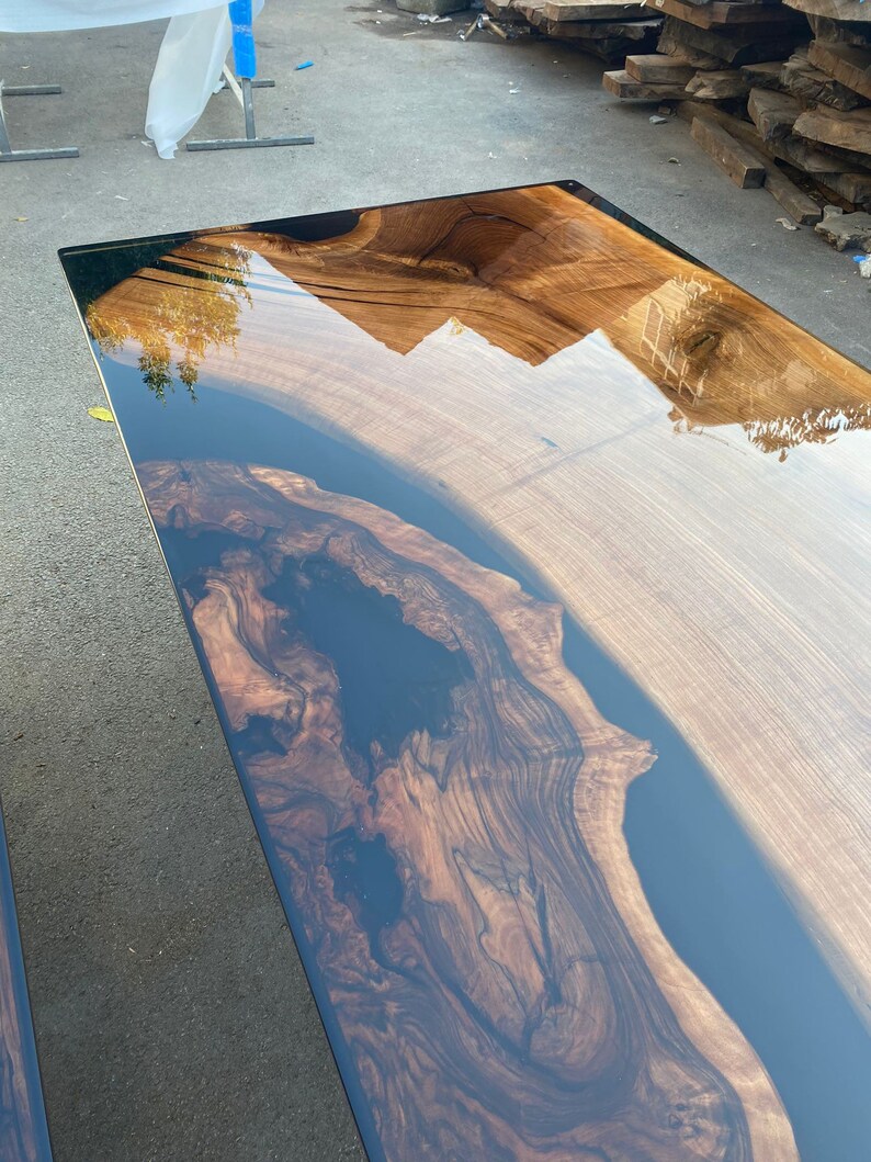 Epoxy Resin Table Clear Epoxy Table Custom 80 X 44 Walnut Etsy