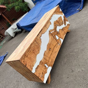 Made to Order Custom Credenza, 72” x 20” x 32” Olive Wood White Epoxy Resin Credenza, Olive Epoxy Credenza, Epoxy Buffet for Marlene bild 7