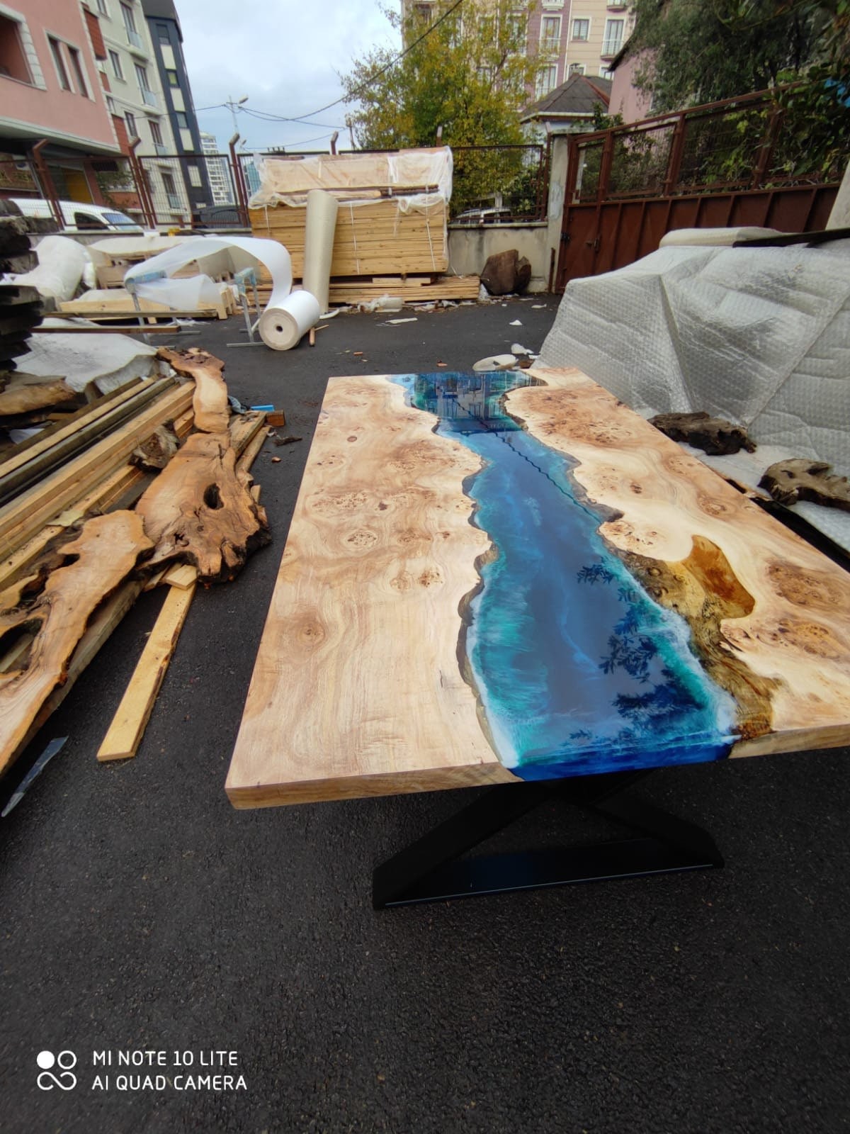 Walnut Dining Table, Epoxy Resin Table, Custom 72” x 72” Walnut Blue,  Turquoise, Green Table, Epoxy Dining Table, Custom for Tina B 1