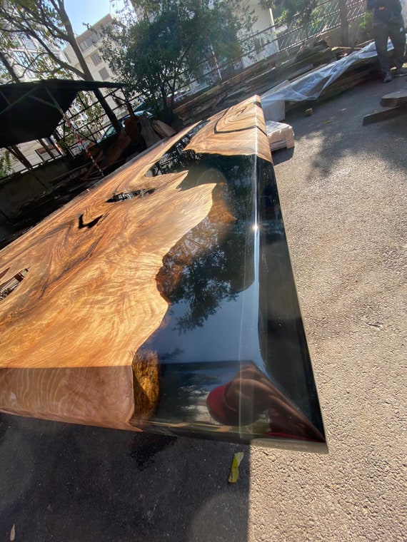 Clear Smoke Solid Wood Epoxy Table