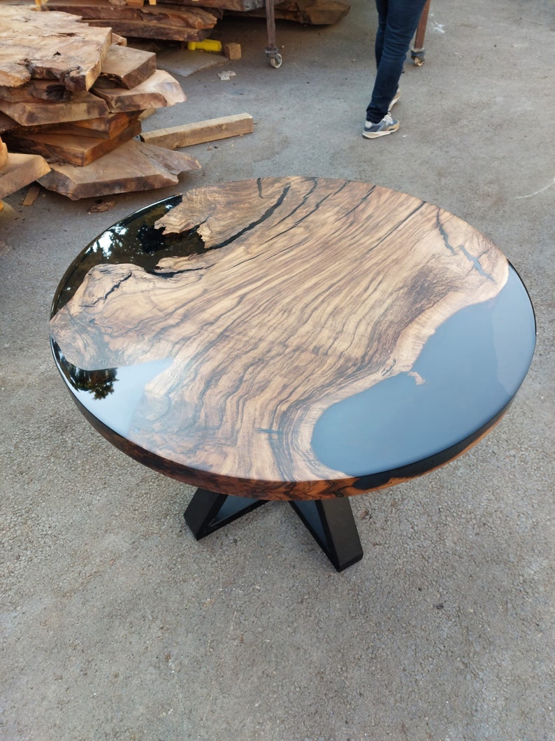 Epoxy Round Table Epoxy Dining Table Walnut Epoxy River Etsy