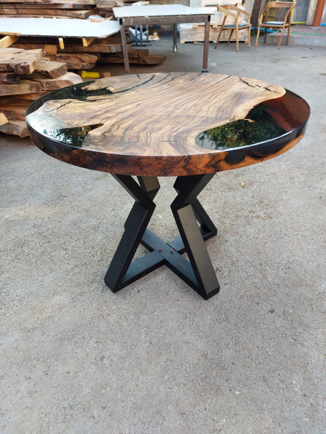 Round live edge table top deals