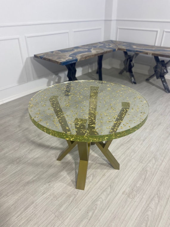 Pebble Decor Table, Walnut Table,epoxy Coffee Table, Epoxy Table, Resin  Table, Unique Coffee Table, Coffee Table, Epoxy Round Table 