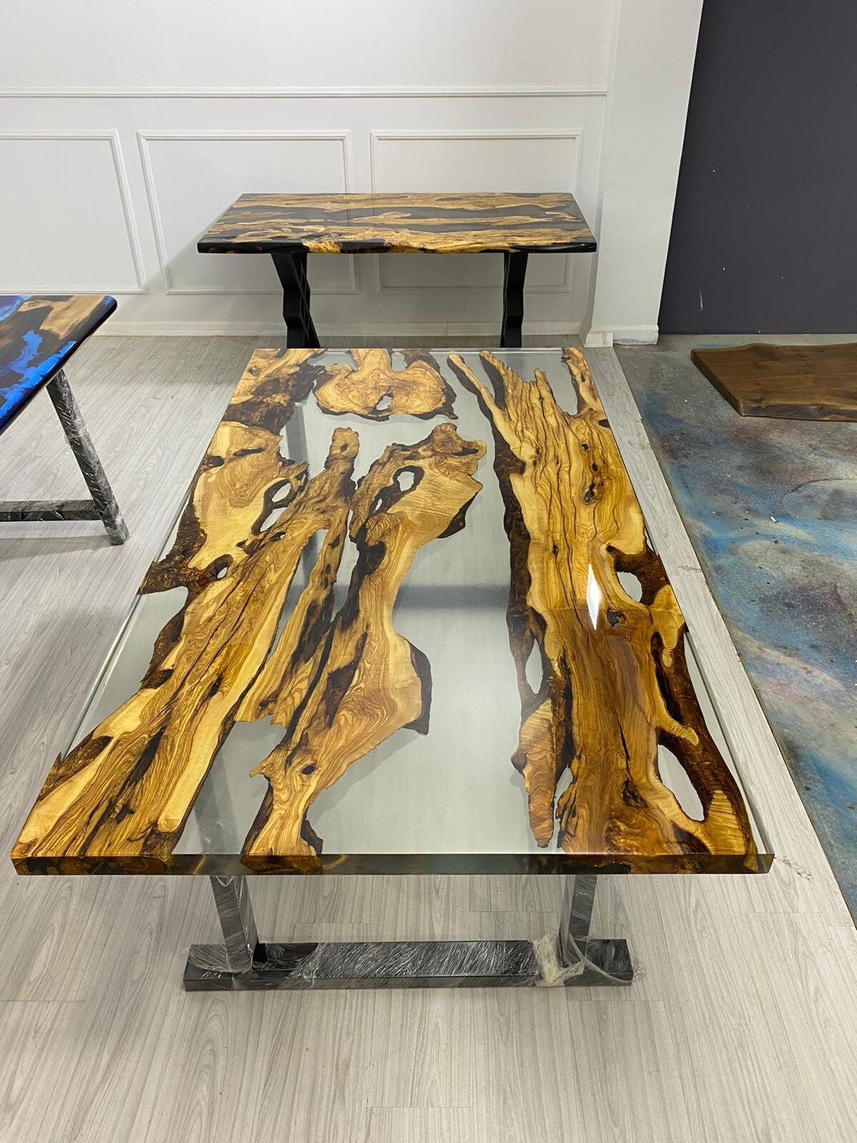 Olive Wood Epoxy Table, Custom 72” x 38” Epoxy Table, Olive Wood