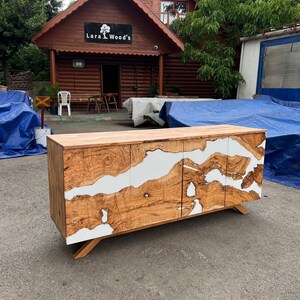 Made to Order Custom Credenza, 72” x 20” x 32” Olive Wood White Epoxy Resin Credenza, Olive Epoxy Credenza, Epoxy Buffet for Marlene bild 3