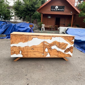 Made to Order Custom Credenza, 72” x 20” x 32” Olive Wood White Epoxy Resin Credenza, Olive Epoxy Credenza, Epoxy Buffet for Marlene bild 6