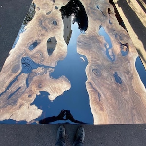 Custom Epoxy Resin Table, Custom 115” x 60” Walnut Black Table, Epoxy Dining Table, Beautiful Epoxy Table, Resin Table Order for Rachel S