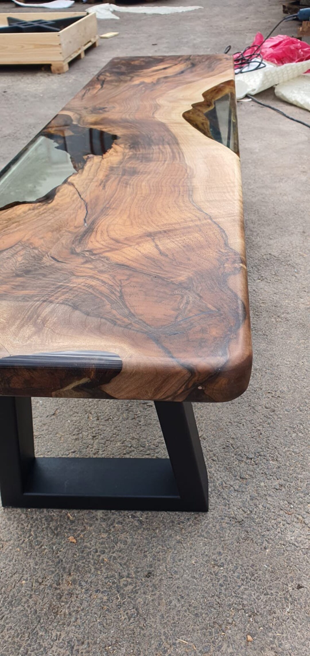 Live Edge Table, River Table, Epoxy Resin Table, Custom 62” X 17