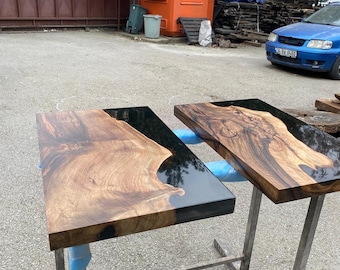 Walnut Epoxy Shelf, Custom 24” x 15” Walnut Black Shelf, Epoxy Kitchen Shelf, Custom Order for Ralph M