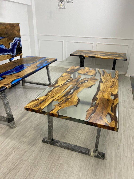 Olive Wood Epoxy Table, Custom 72” X 38” Epoxy Table, Olive Wood