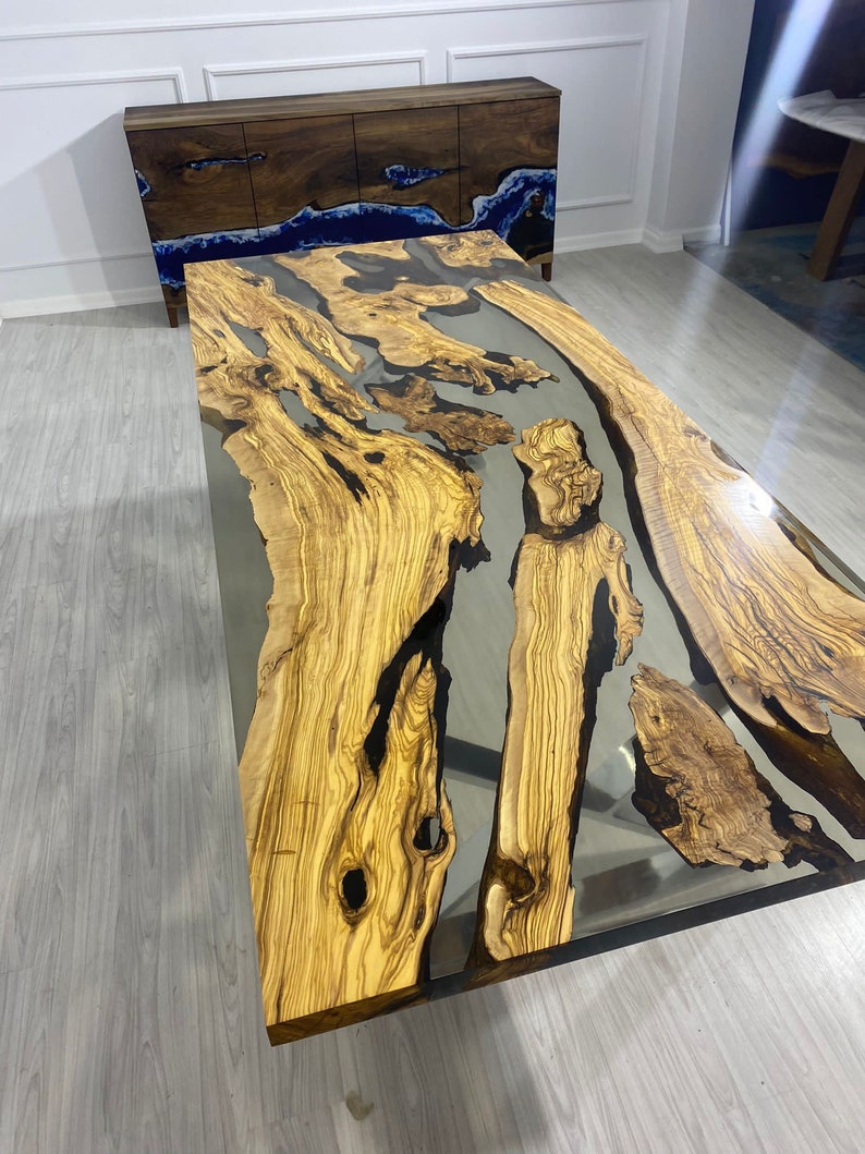 Olive Wood Epoxy Table Olive Wood Table Custom 96 X 40 Etsy