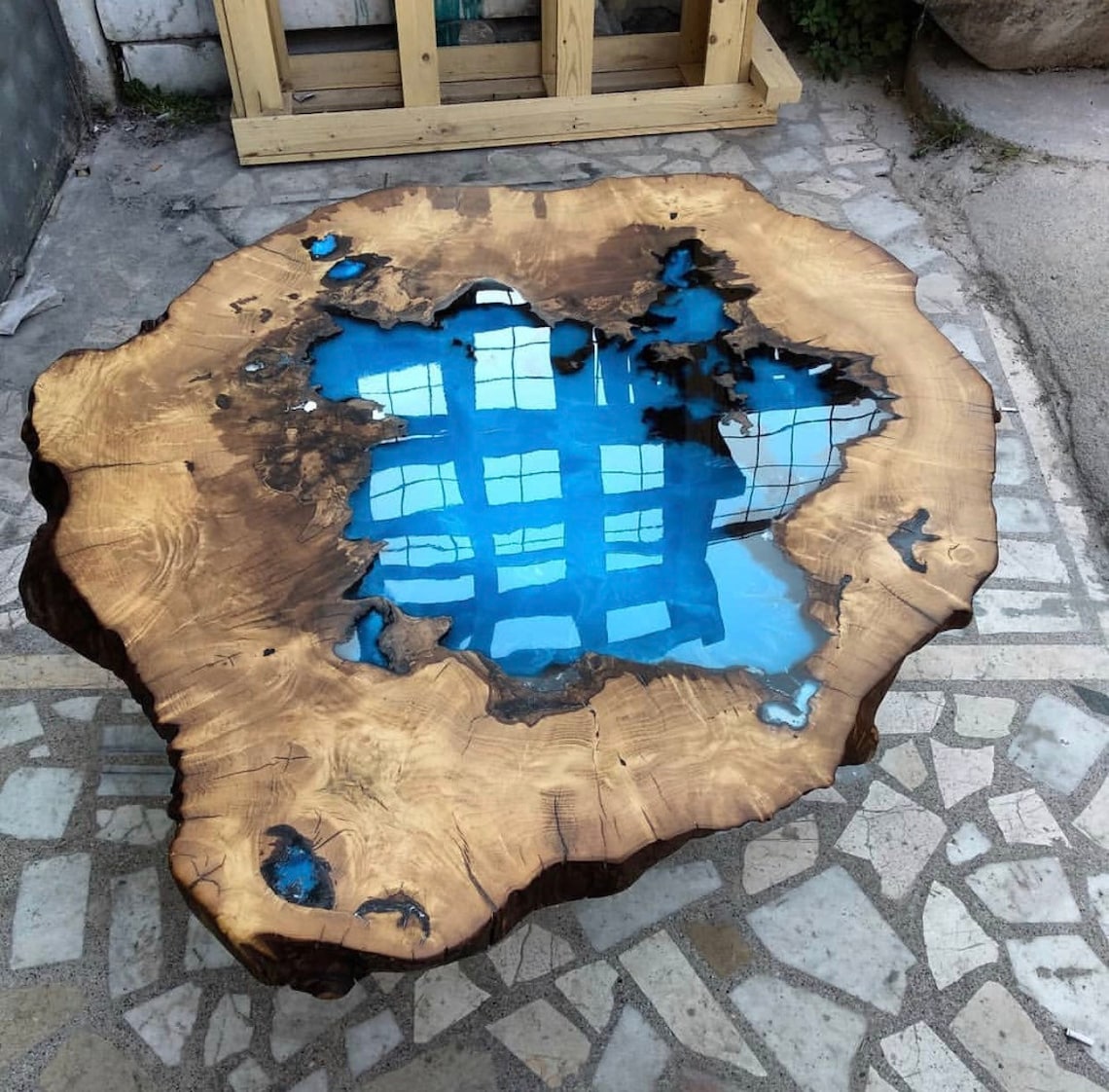 Made to Order Custom Table, Deep Sea Blue River Epoxy Table, Custom ...
