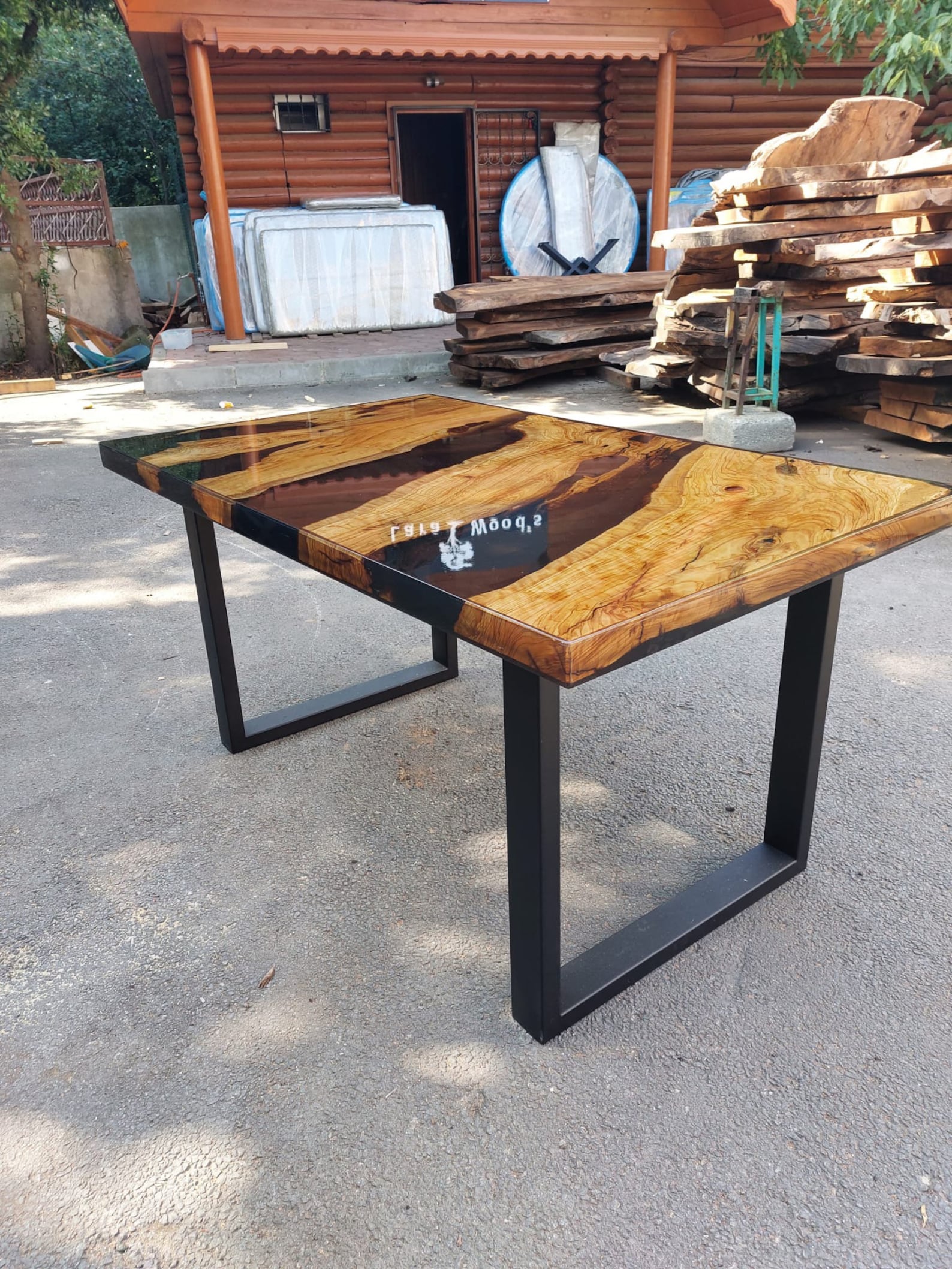 Olive Wood Epoxy Table Epoxy Dining Table Olive Wood River Etsy