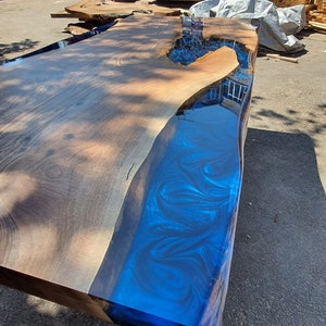 Walnut Dining Table, Custom 80” x 38” Walnut Blue Epoxy Table, River Table, Live Edge Table, Epoxy Resin Table, Custom Order for Jeff B