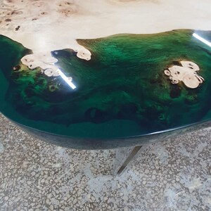 Custom Coffee Table, Epoxy Coffee Table, Epoxy Dining Table, Custom 24” Round Poplar Wood Emeral Green Epoxy Coffe Table Order for Alexandra