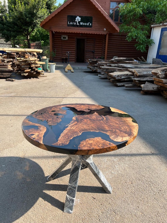 Epoxy Resin Coffee Table Custom 40 Diameter Round Table Etsy