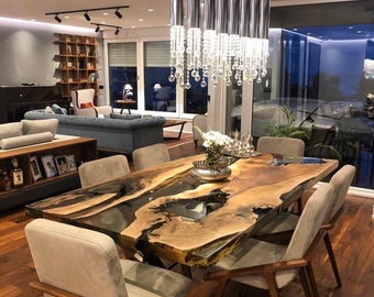 Clear Epoxy, Epoxy Dining Table, Epoxy Resin Table, Custom 60&quot; x 40&quot; Walnut Table, Epoxy River Table, Custom Order for GLEN