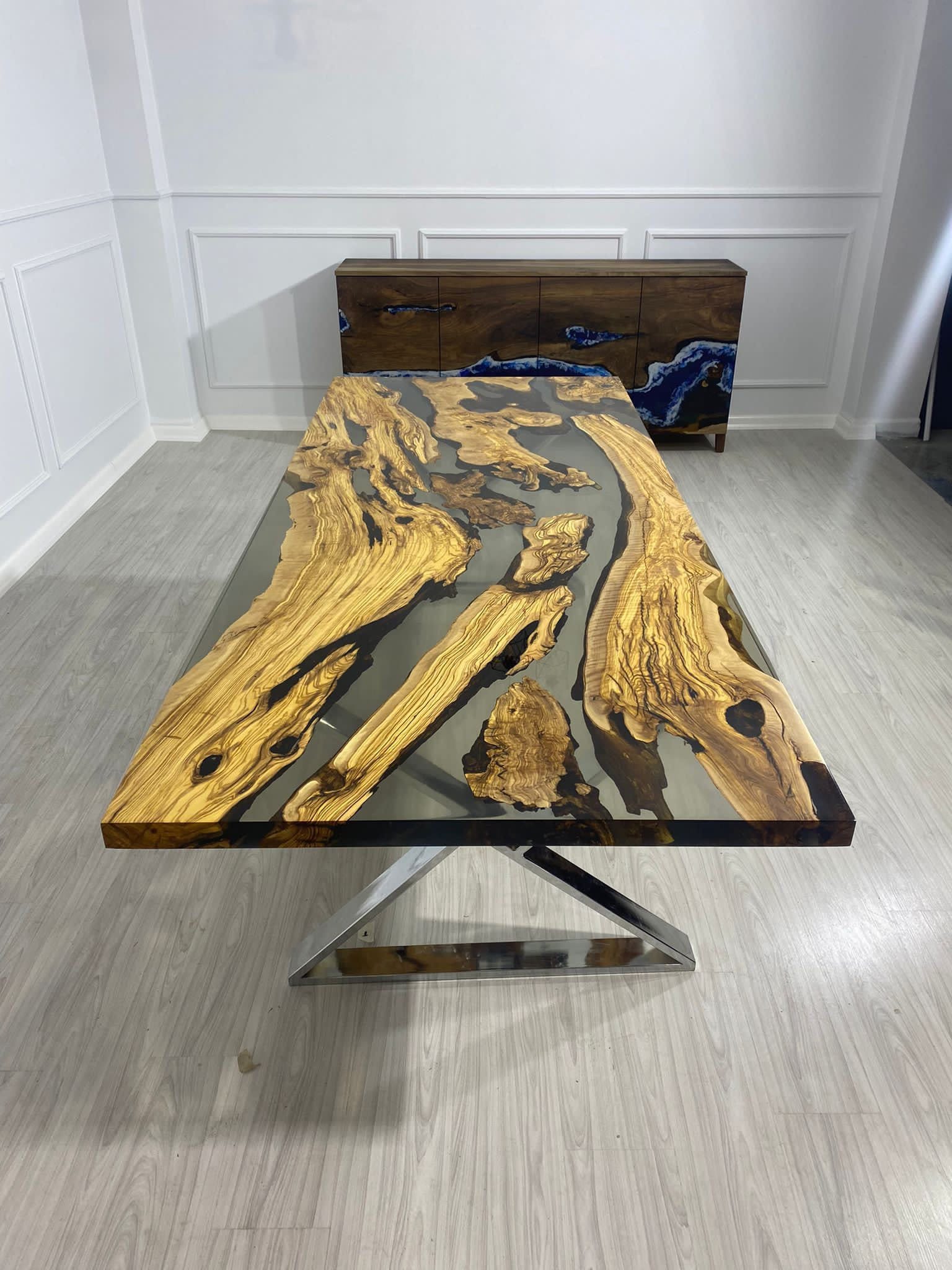 Olive Wood Epoxy Table, Olive Wood Table, Custom 96” X 40” Olive