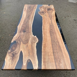 Epoxy Resin Table, Custom 115” x 50” Walnut Black Epoxy Dining Table, Handmade Epoxy Table, Unique Resin Epoxy Table Tampa