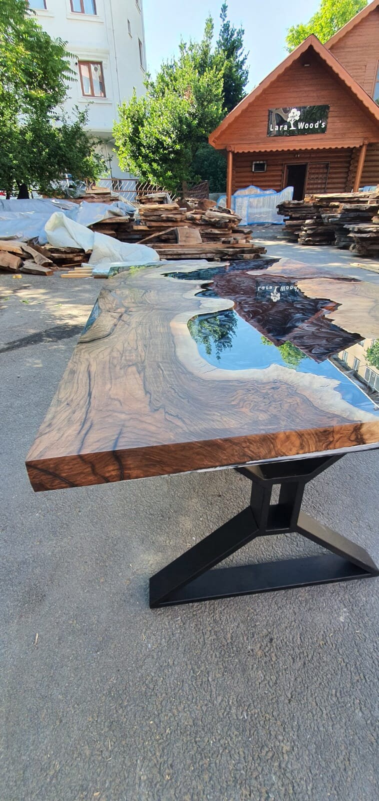 Epoxy Marble Table Custom 60 X 36 Walnut Marble Gray Table Etsy