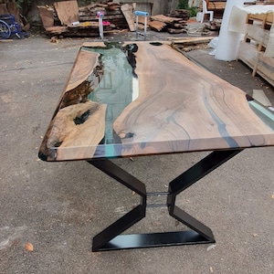 Live Edge Table, Epoxy Resin Table, Epoxy Table, Epoxy Dining Table, Custom 88” x 40” Walnut Clear Epoxy River Dining Table, Order for Piotr