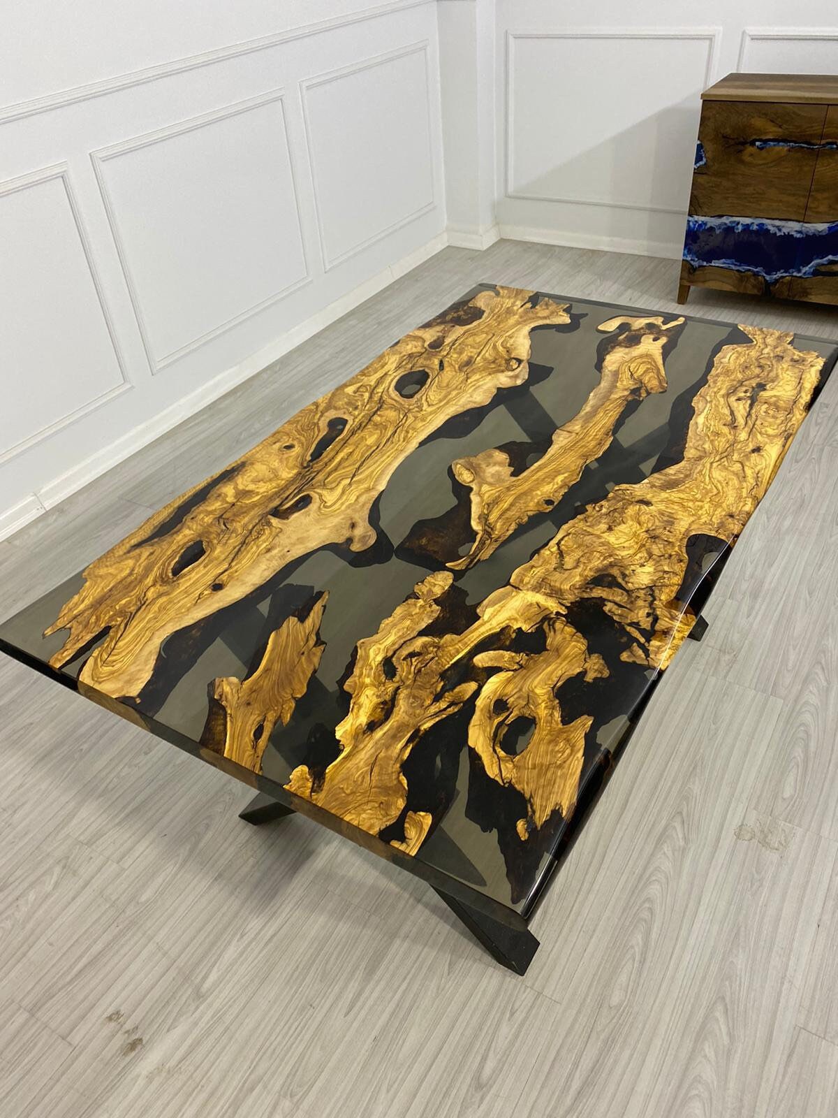 Olive Wood Epoxy Table Olive Wood Table Custom 66 X 39 Etsy