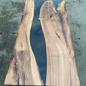 Walnut Dining Table, Custom 60” x 30” Walnut Smokey Gray Table, Epoxy Table, Live Edge Table, Epoxy Resin Table, Custom Order for Summer L