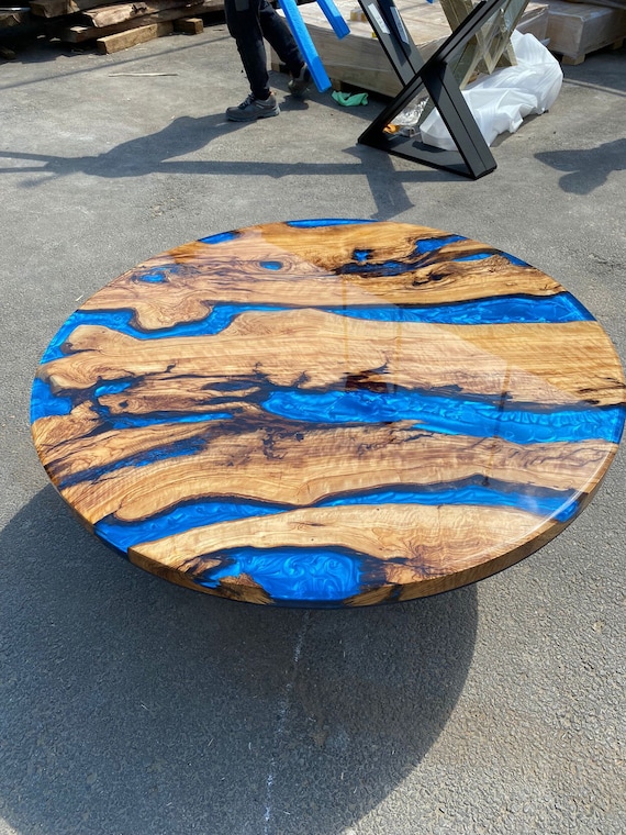 Round Dining Table Custom 44 Diameter Round Olive Wood Shiny