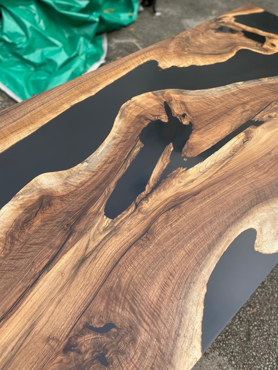 Walnut Live Edge Table, Custom 100” X 40” Walnut Matte Black