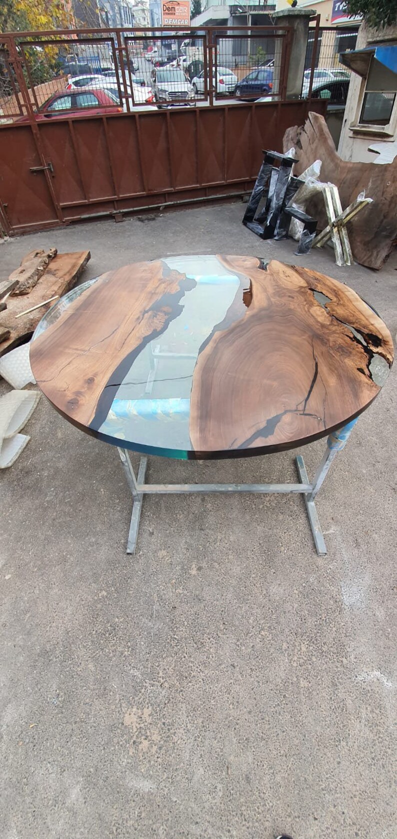 Custom 48 Diameter Round Walnut Wood Clear Epoxy Table Order Etsy