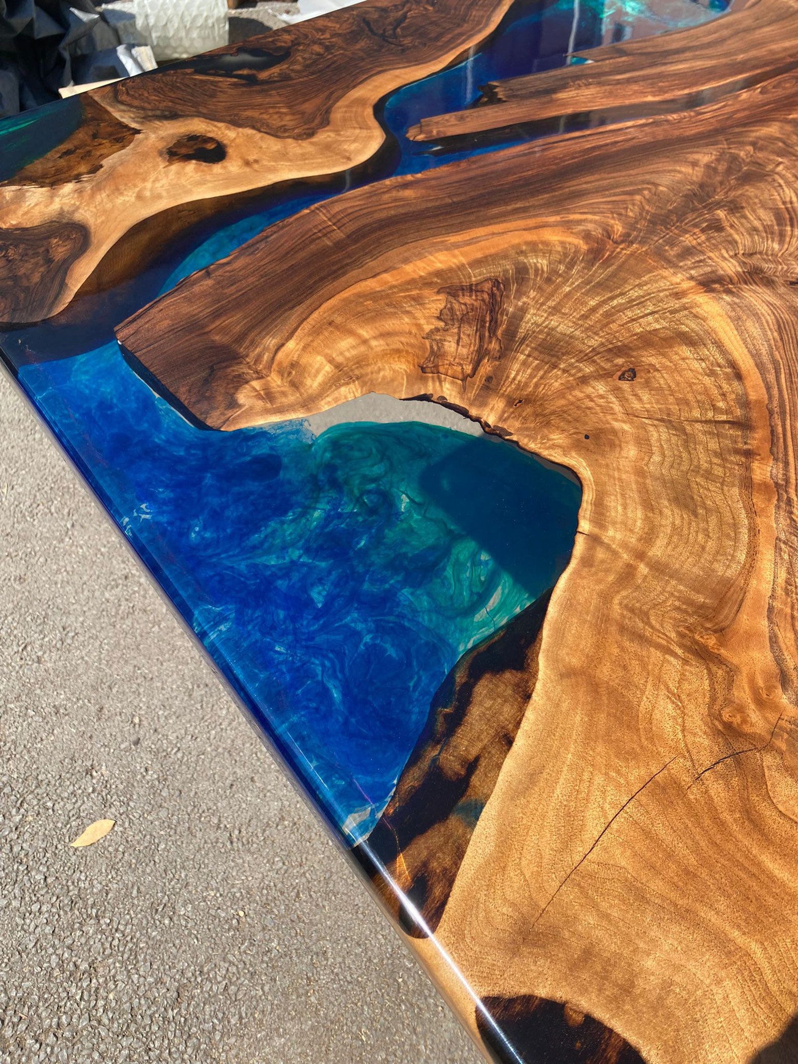 Walnut Dining Table Epoxy Resin Table Custom 103 X 45 Etsy