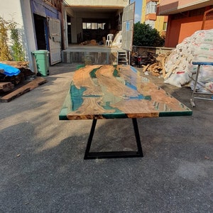 Olive Wood Table, Custom 96” x 42” Olive Emerald Green Table, Epoxy River Dining Table (2 of 3), Epoxy Resin Table, Order for Adrienne