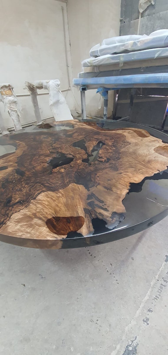Epoxy Coffee Table Walnut Coffee Table Custom 50 Diameter - Etsy