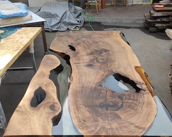 River Table, Epoxy Resin Table, Walnut Dining Table, Custom 84” x 42” Walnut Table, Clear Epoxy Table, River Table, Order for Jonathan F