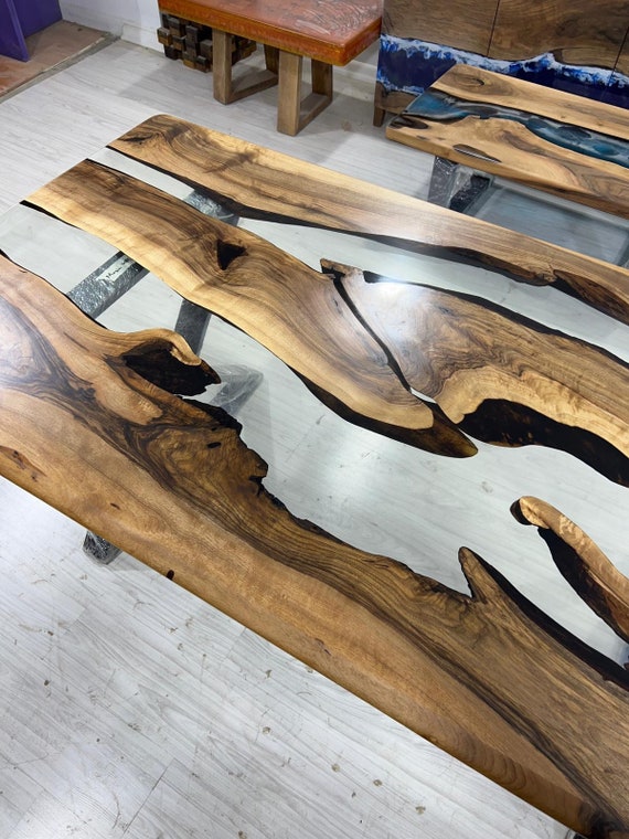 Made to Order Custom Table, Clear Epoxy Resin Table with Bench, Walnut —  Lara Wood's Epoxy