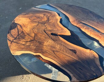 Epoxy Coffee Table, Custom Coffee Table, Custom 50” Diameter Round Table, Walnut Wood Clear Table, Epoxy Table, Order for Lisa R