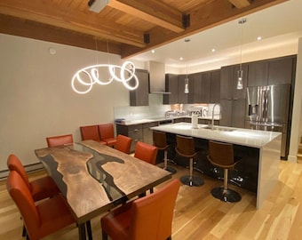Walnut Dining Table, Epoxy Resin Table, Custom 84” x 36” Walnut Table, Clear Epoxy Table, River Table, Custom Order for Tony
