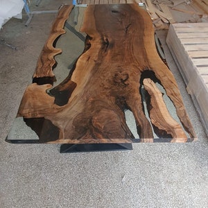 Custom Epoxy Resin Table, Custom 72&quot; x 42&quot; Walnut Table, Epoxy Wood Table, Resin Clear Table, Walnut Dining Table, Clear Epoxy Table Tampa