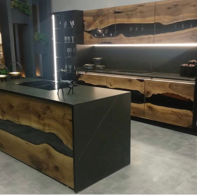 Custom Wood Epoxy Dining Table Unique River Epoxy Table Etsy